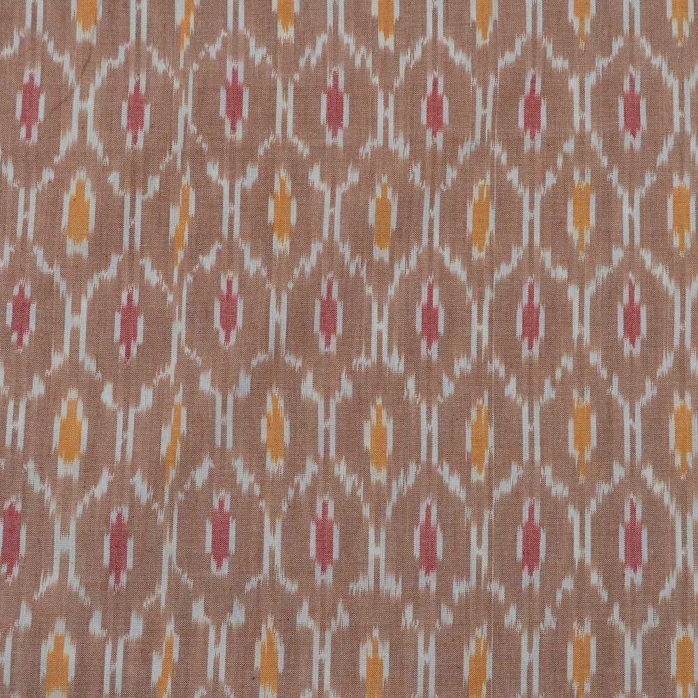 Brown Base Fine Quality Cotton Handloom Ikat (Sku: F-47)