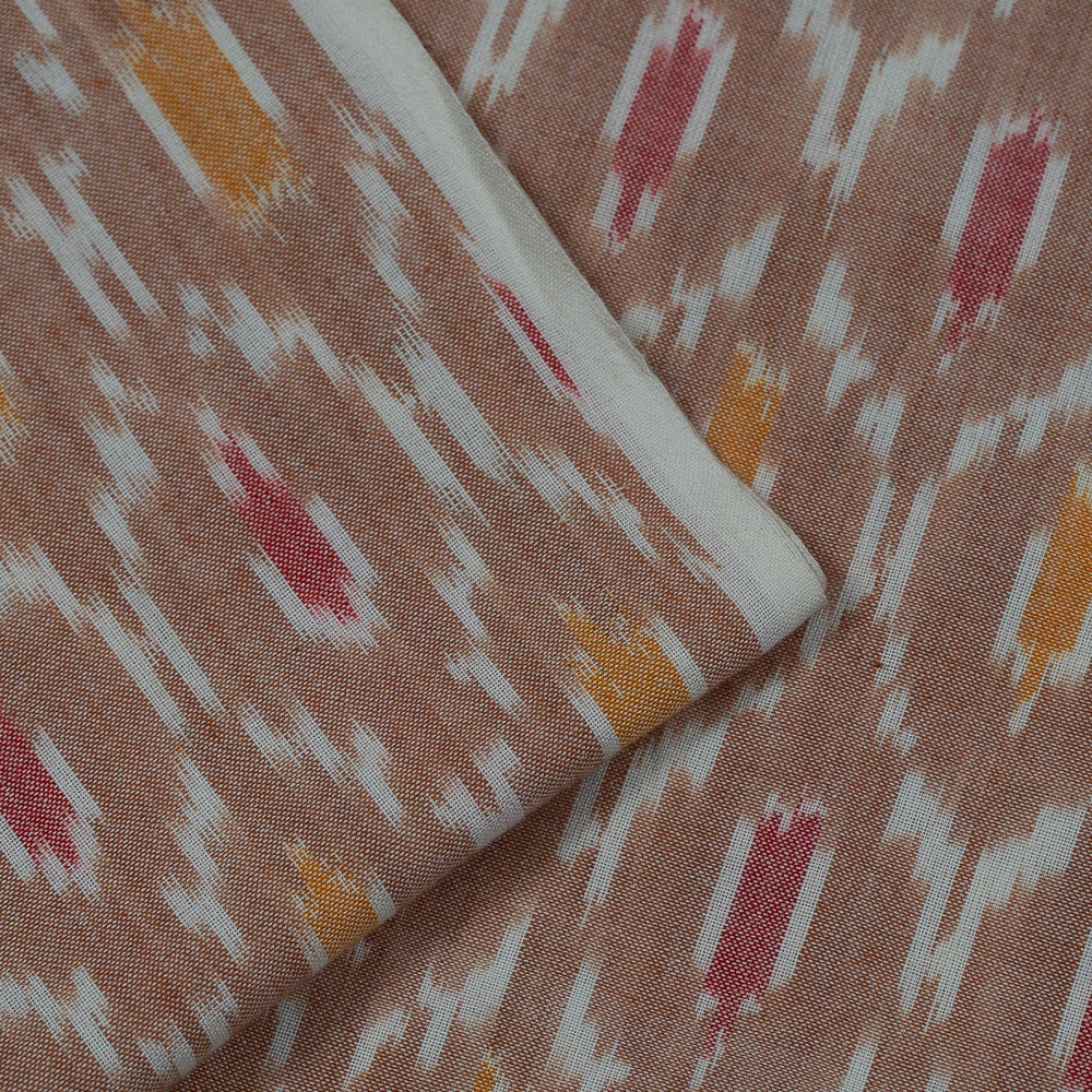 Brown Base Fine Quality Cotton Handloom Ikat (Sku: F-47)