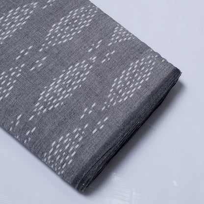 Grey & White Fine Quality Cotton Handloom Ikat Fabric for Dresses | Width: 44"