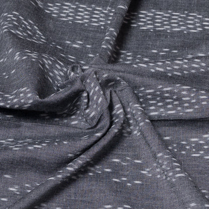 Grey & White Fine Quality Cotton Handloom Ikat Fabric for Dresses | Width: 44"
