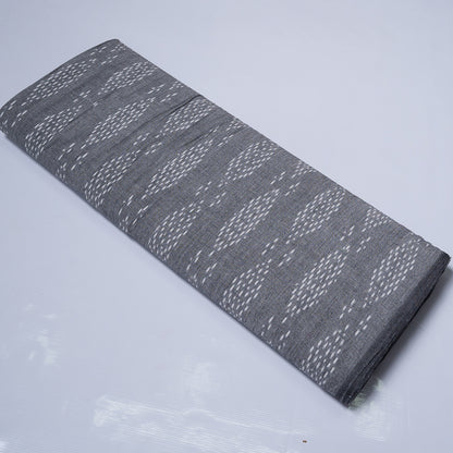 Grey & White Fine Quality Cotton Handloom Ikat Fabric for Dresses | Width: 44"
