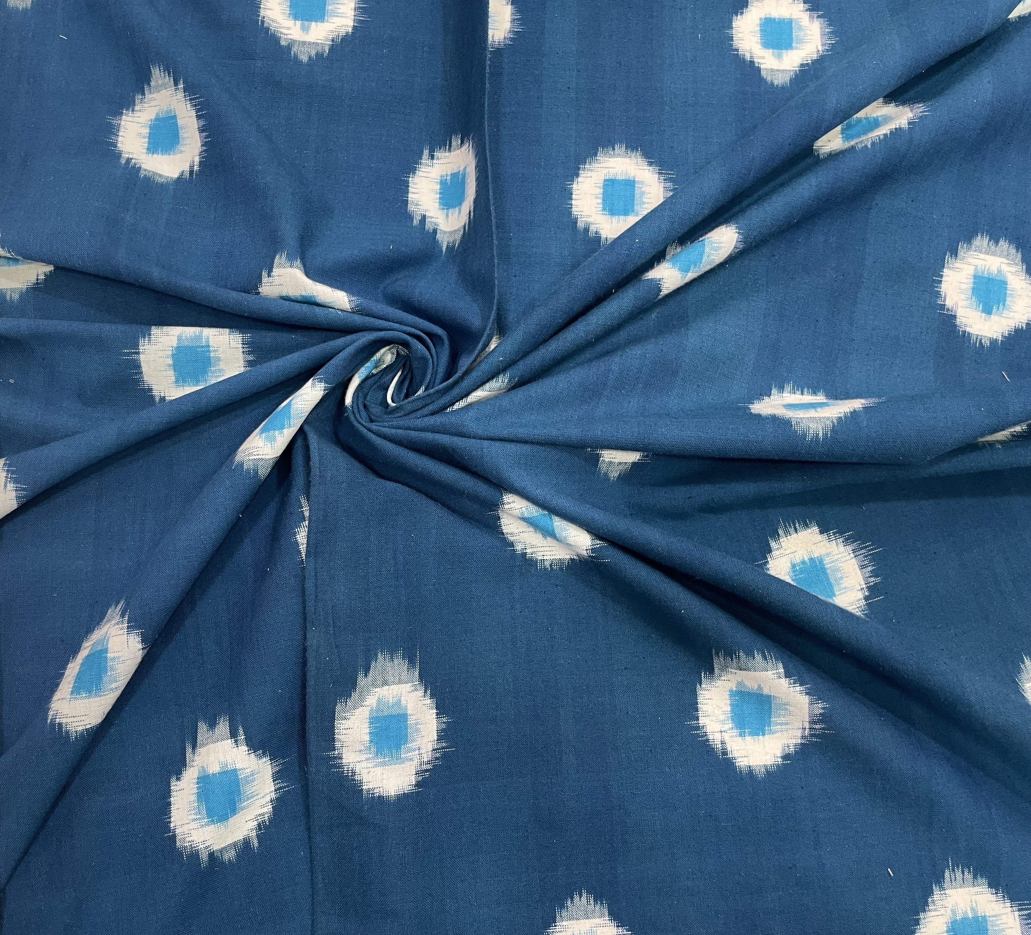 Blue & White Handwoven Cotton Double Ikat (Sku: F-75)