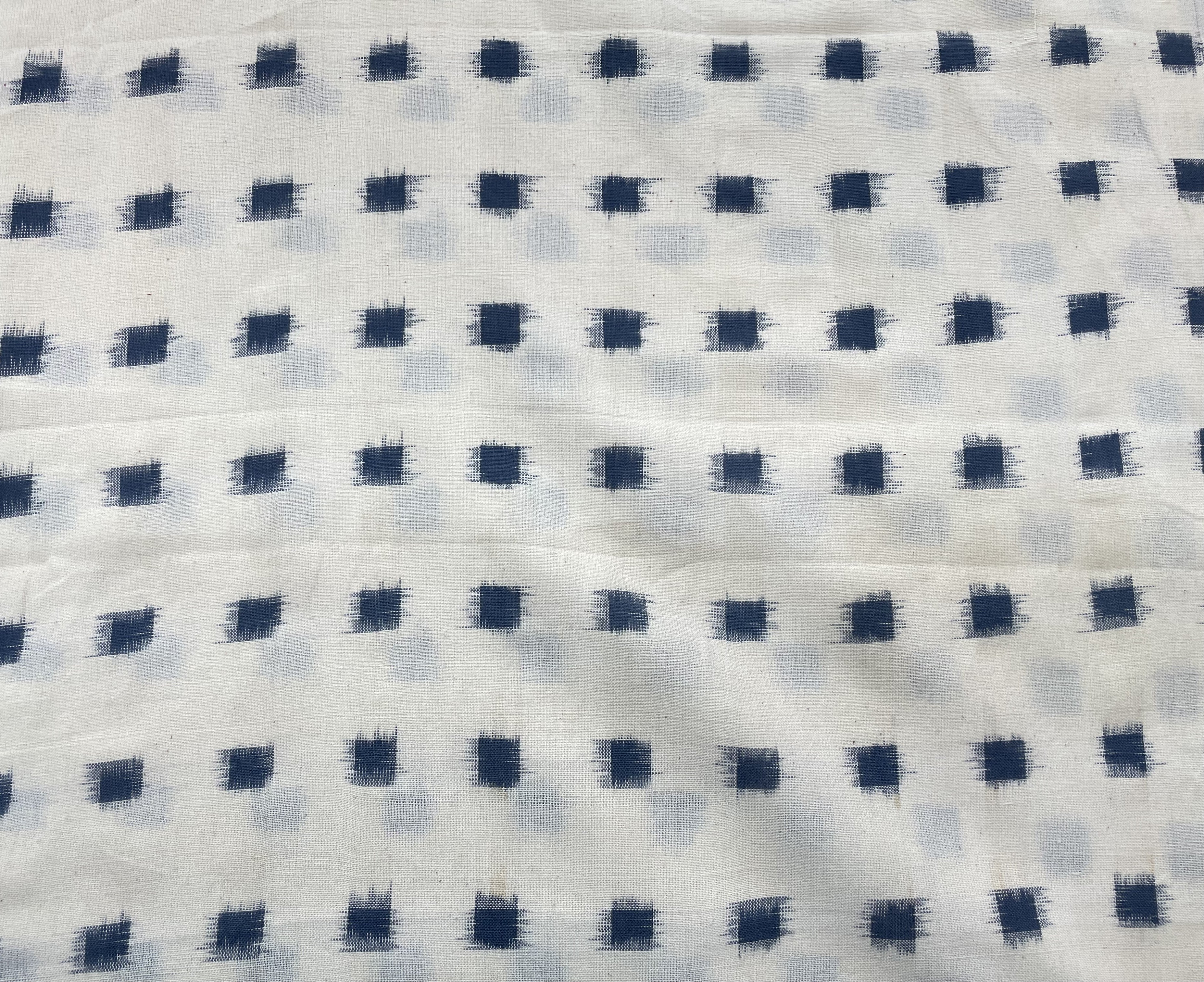 Blue & White Box Handwoven Cotton Double Ikat (Sku: F-77)