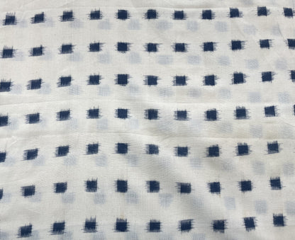 Blue & White Check Handwoven Cotton Double Ikat | 1 Meter (Sku: IK-282)