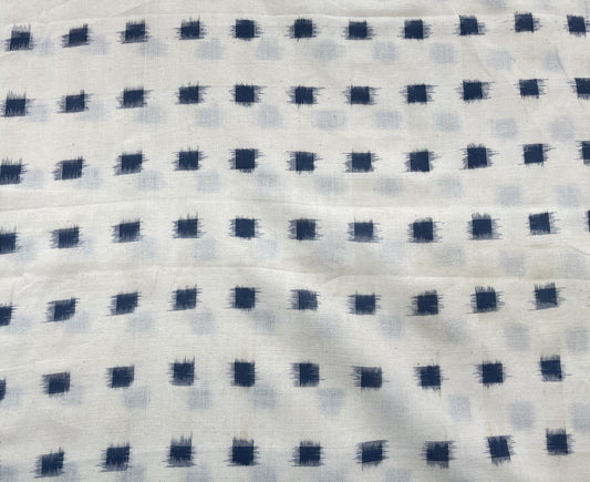Blue & White Box Handwoven Cotton Double Ikat (Sku: IK-282)