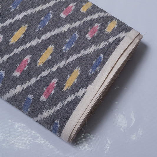 Grey Base Diagonal Cotton Woven Handloom Ikat (Sku: IK-141)