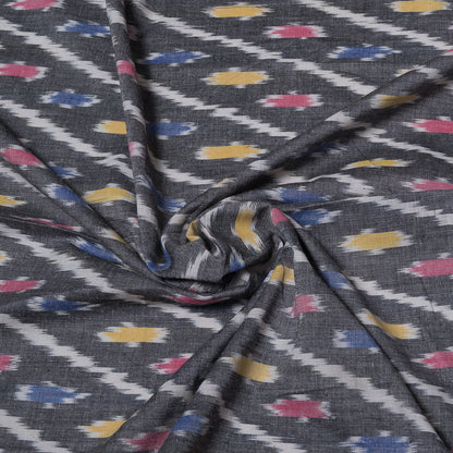 Grey Base Diagonal Cotton Woven Handloom Ikat | SKU: IK-141