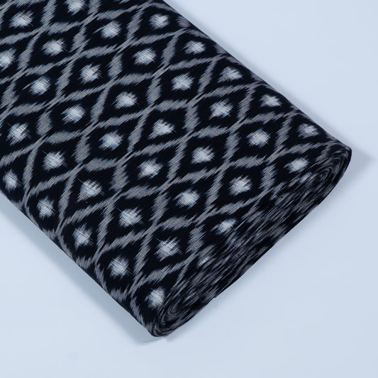 Black & White Cotton Handwoven Double Ikat (Sku: IK-191)