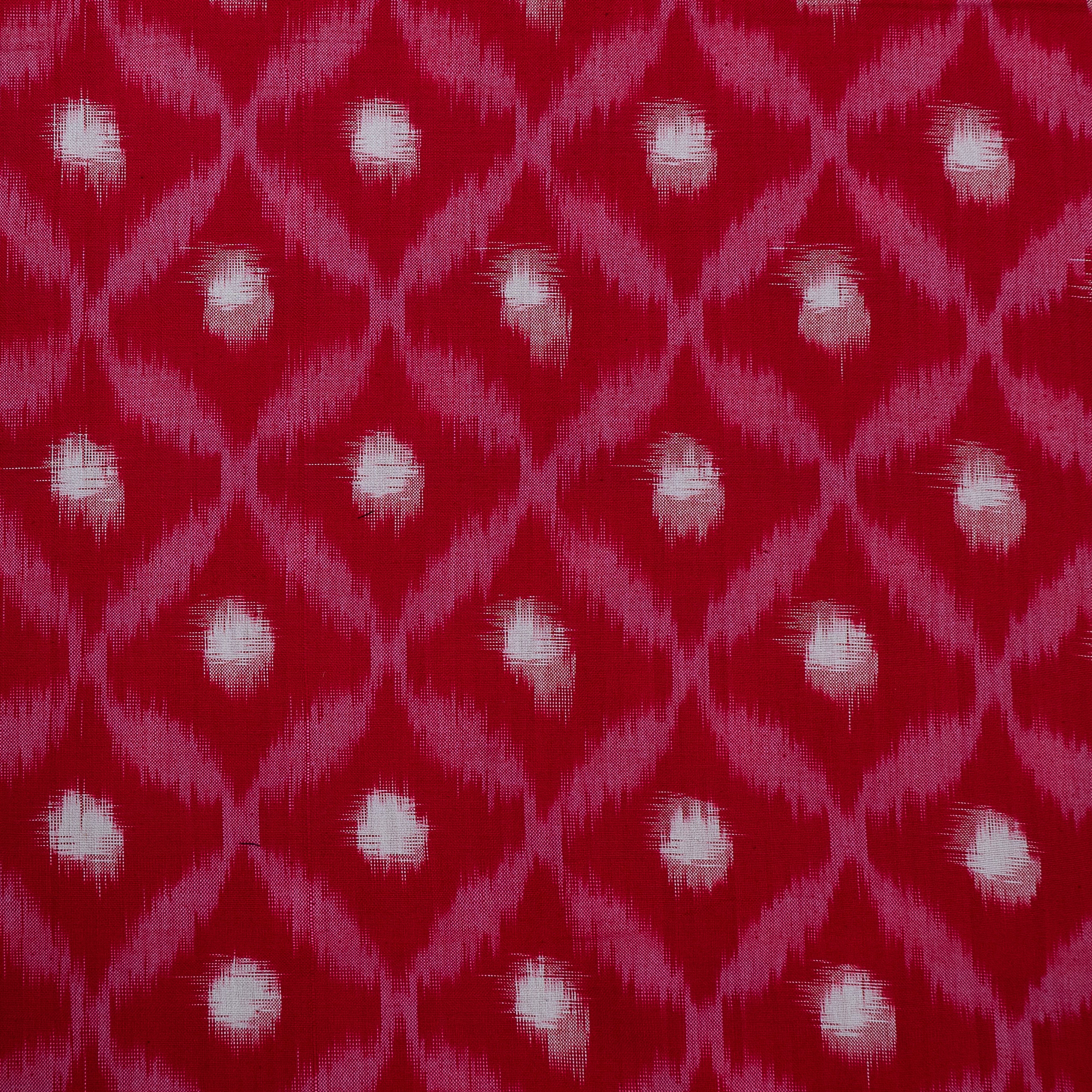 red & white Color Cotton Ikat Fabric