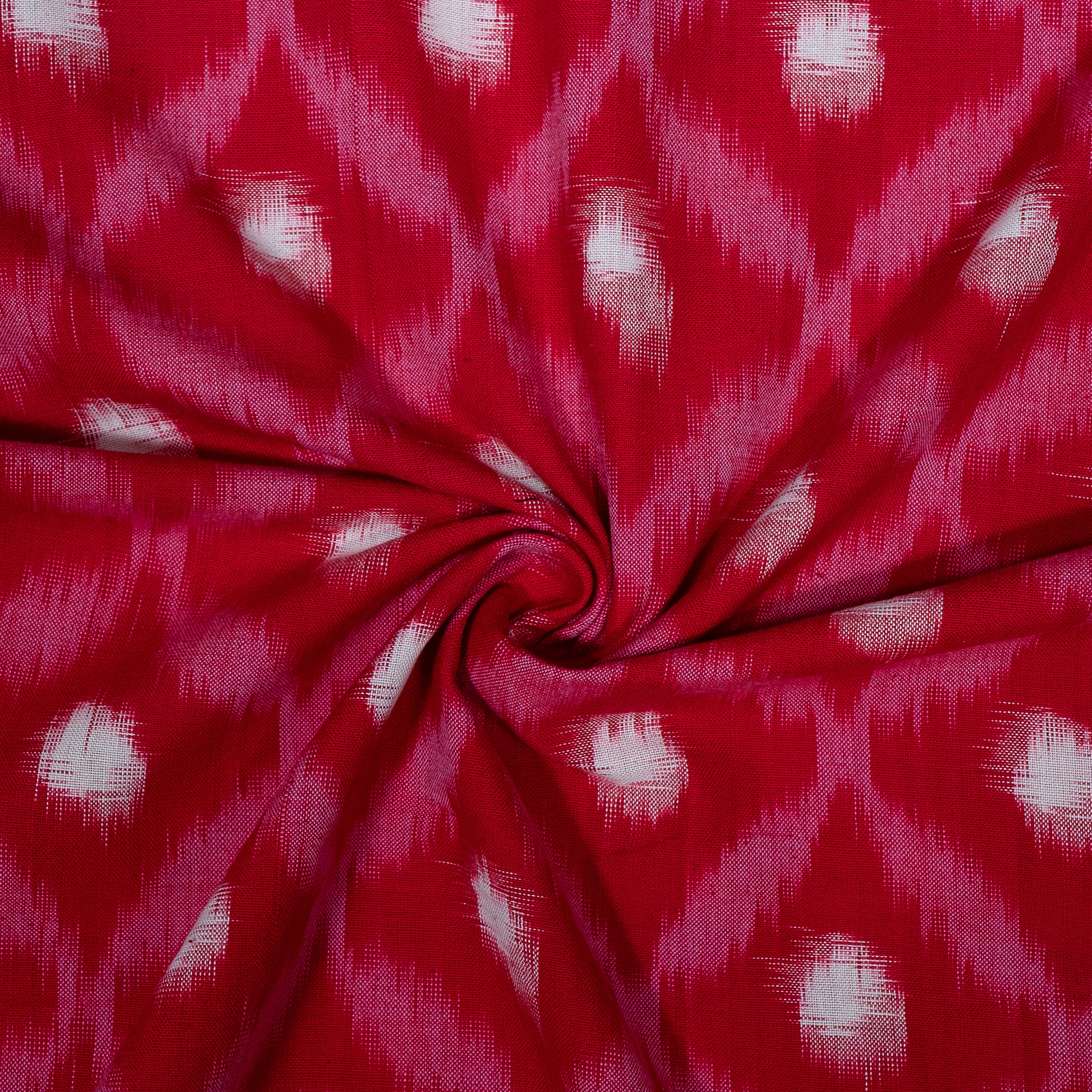 red & white Color Cotton Ikat Fabric