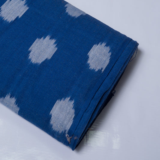 Blue & White Circle Dot Cotton Handloom Ikat (Sku: IK-247)