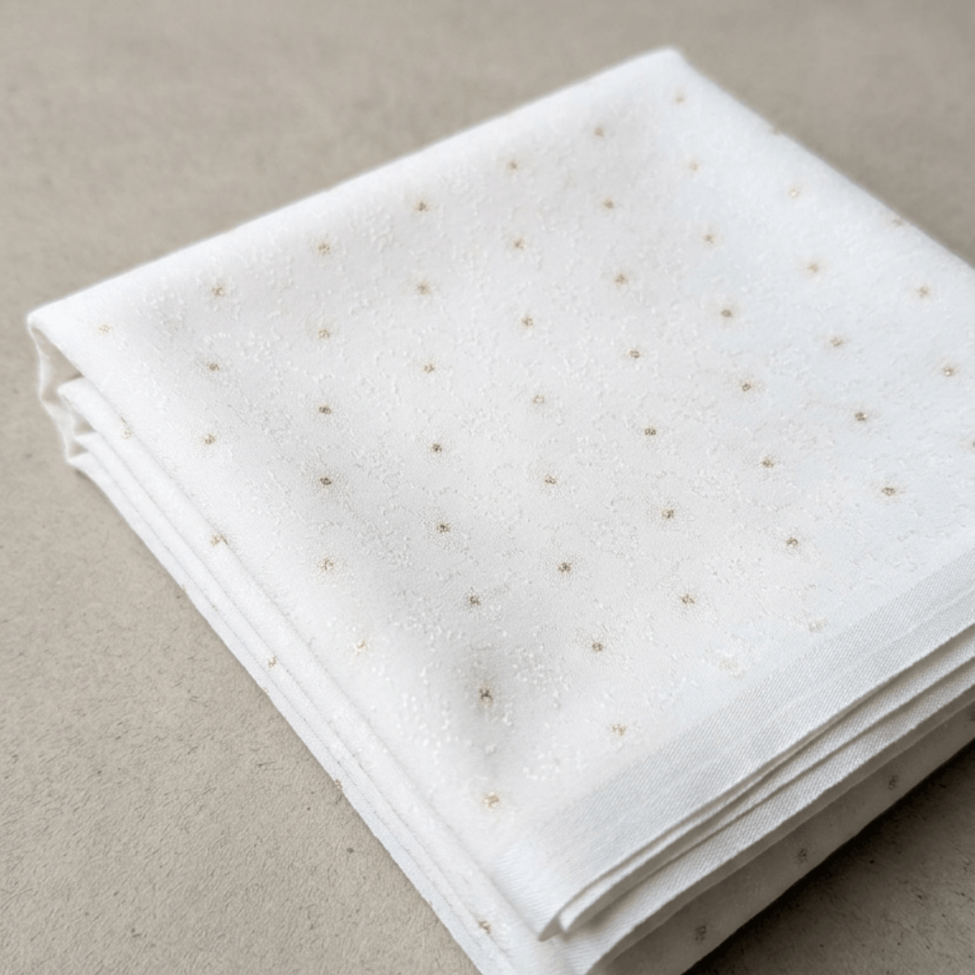 White & Golden Design Dyeable Fancy Jacquard Fabric for Winter Dresses & Jackets | Width : 44"