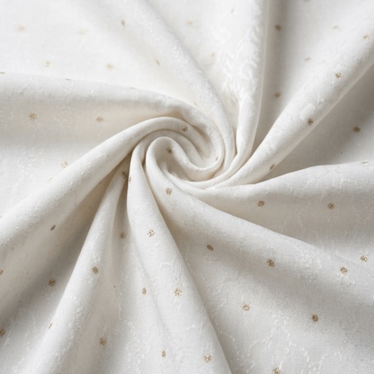 White & Golden Design Dyeable Fancy Jacquard Fabric for Winter Dresses & Jackets | Width : 44"
