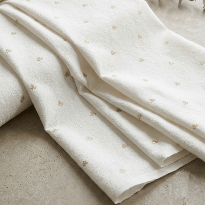 White & Golden Design Dyeable Fancy Jacquard Fabric for Winter Dresses & Jackets | Width : 44"