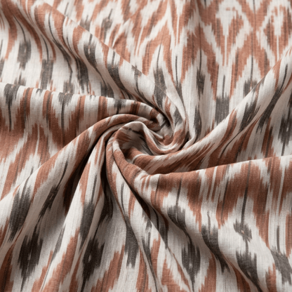 Brown & Grey Fine Quality Handloom Cotton Ikat Fabric for Dress Material | Width: 44"
