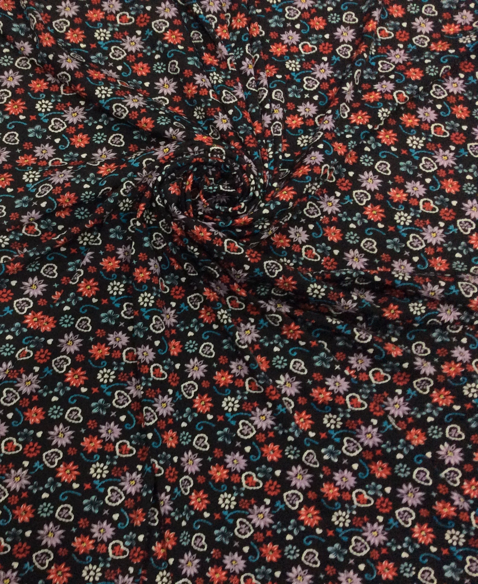 Black Rayon Print Fabric