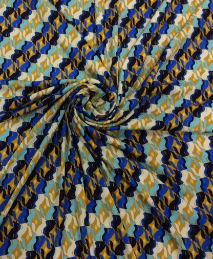 Blue Rayon Print Fabric