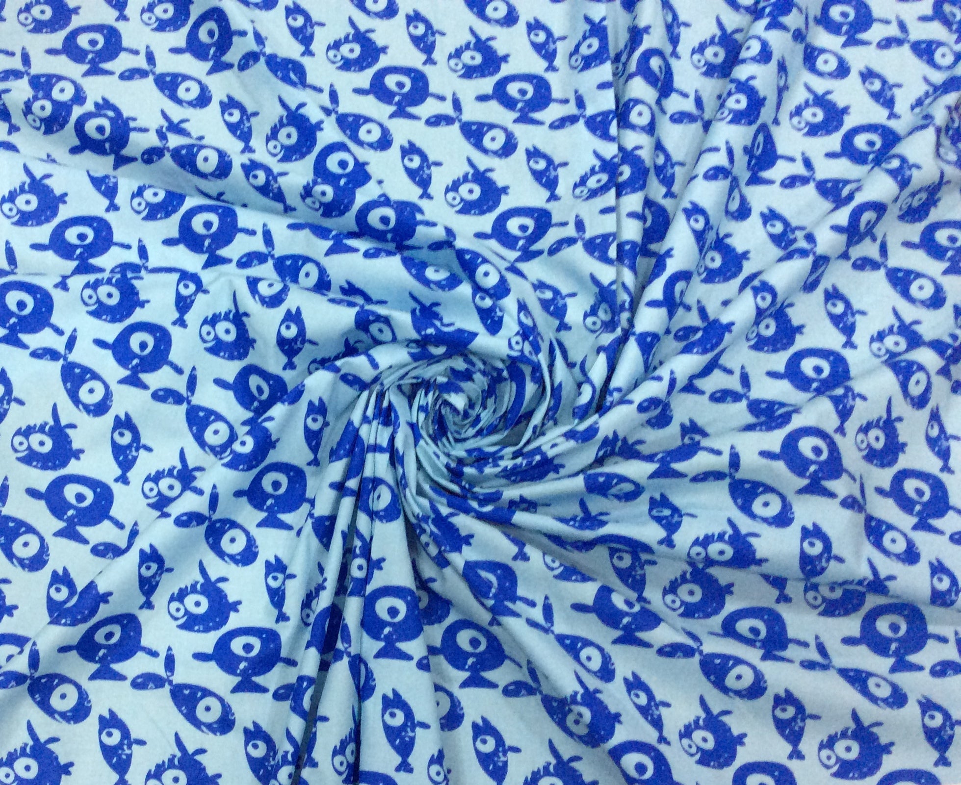 Blue Rayon Print Fabric