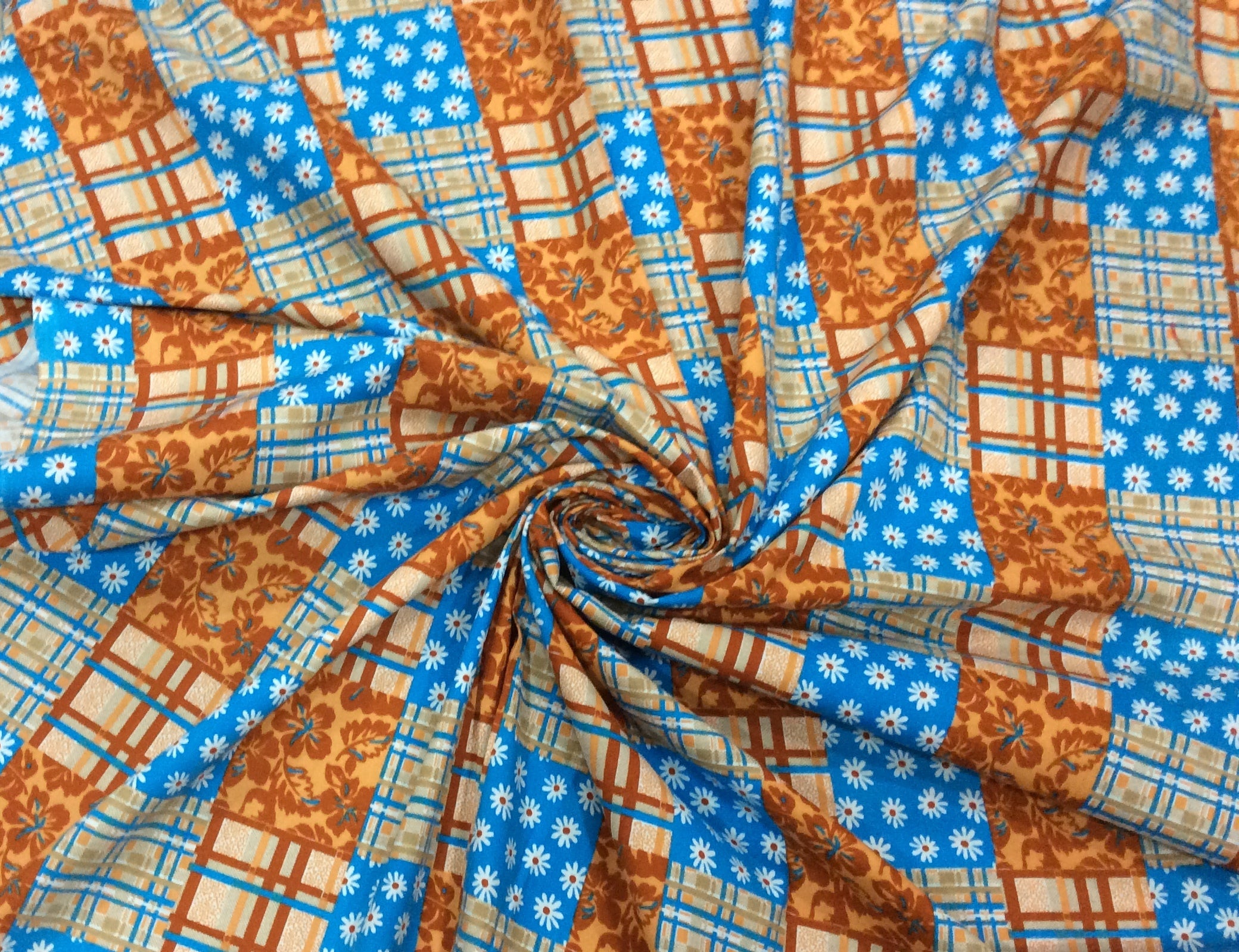 Blue Rayon Print Fabric