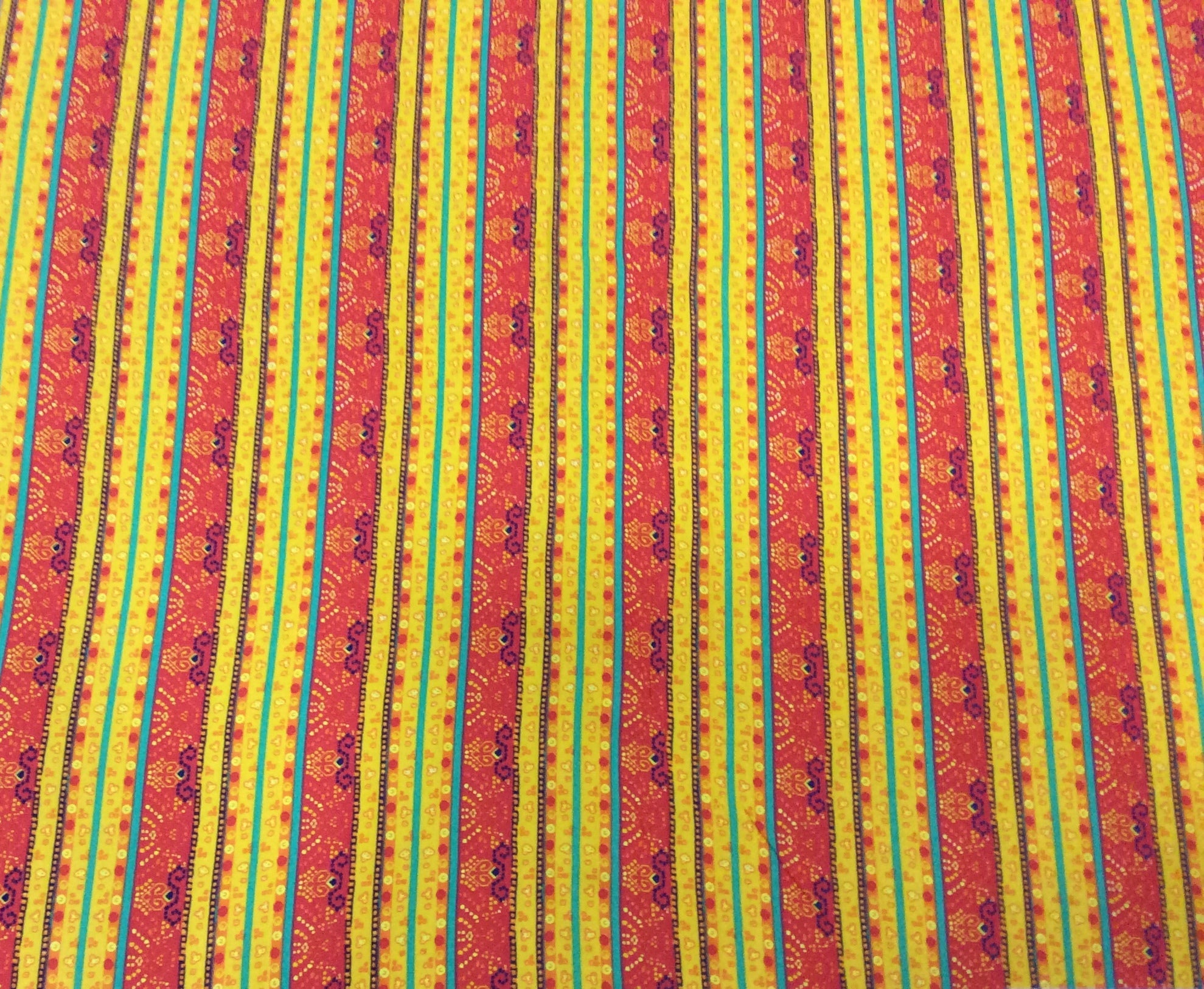 Yellow And Orange Rayon Print Fabric