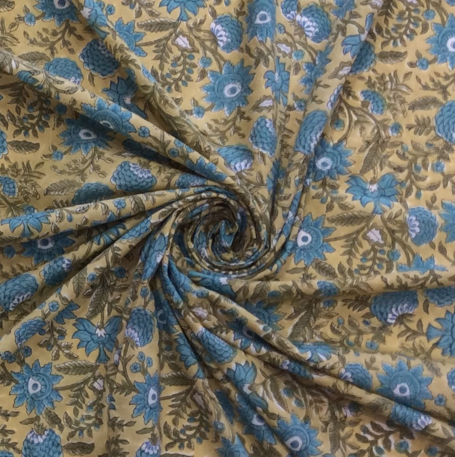 Multicolor Cotton Voile Handblock Print Fabric (SKU: HB-1)