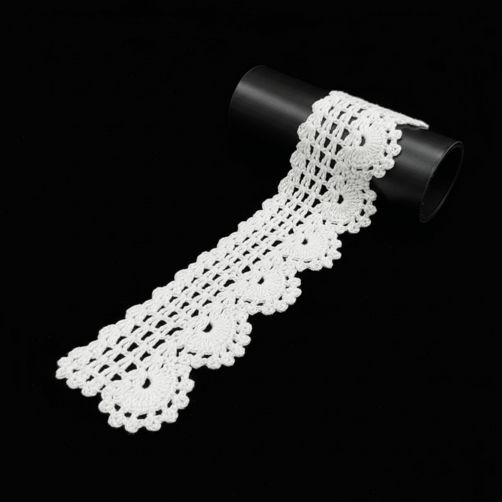 White Dyeable Cotton Hand Crochet Lace (Width : 2 Inch)
