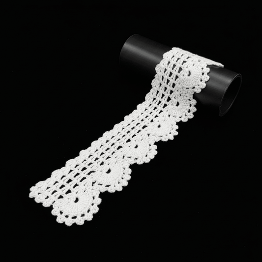 White Dyeable Cotton Hand Crochet Lace (Width : 2 Inch)