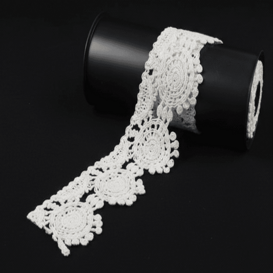 Off White Dyeable Cotton Hand Crochet Lace (Width : 2 Inch)