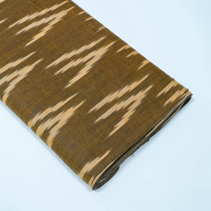 Green, Beige Cotton Handloom Ikat Fabric for Dresses | Width: 44"