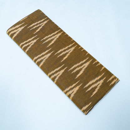 Green, Beige Cotton Handloom Ikat Fabric for Dresses | Width: 44"