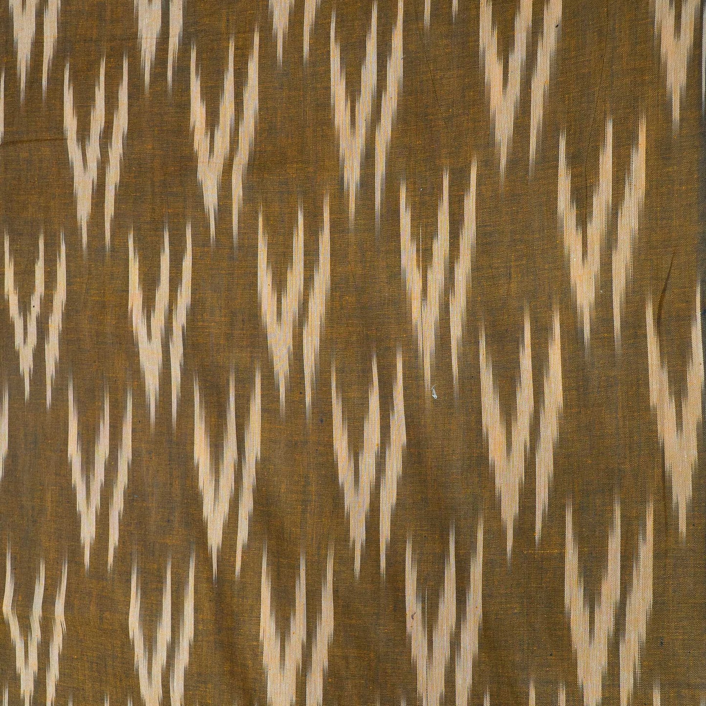 Green, Beige Cotton Handloom Ikat Fabric for Dresses | Width: 44"