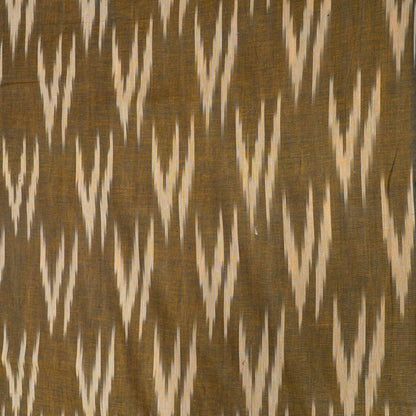 Green, Beige Cotton Handloom Ikat Fabric for Dresses | Width: 44"