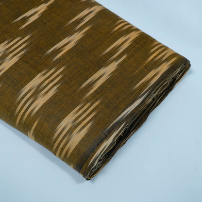 Green, Beige Cotton Handloom Ikat Fabric for Dresses | Width: 44"