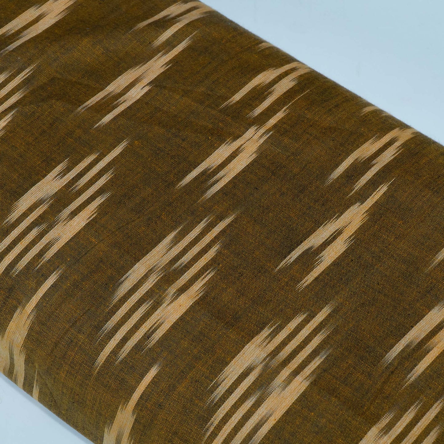 Green, Beige Cotton Handloom Ikat Fabric for Dresses | Width: 44"