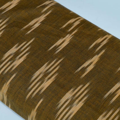Green, Beige Cotton Handloom Ikat Fabric for Dresses | Width: 44"