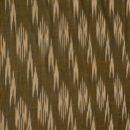Green, Beige Cotton Handloom Ikat Fabric for Dresses | Width: 44"