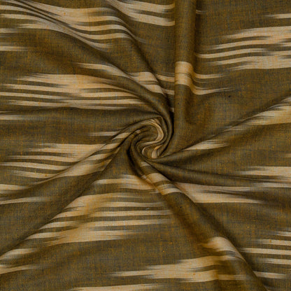 Green, Beige Cotton Handloom Ikat Fabric for Dresses | Width: 44"