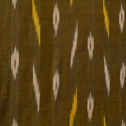 Mehndi Green Design Cotton Ikat Fabric for Dress Material | Width: 44"