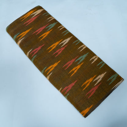 Green And Yellow Cotton Handloom Ikat Fabric for Dresses | Width: 44"
