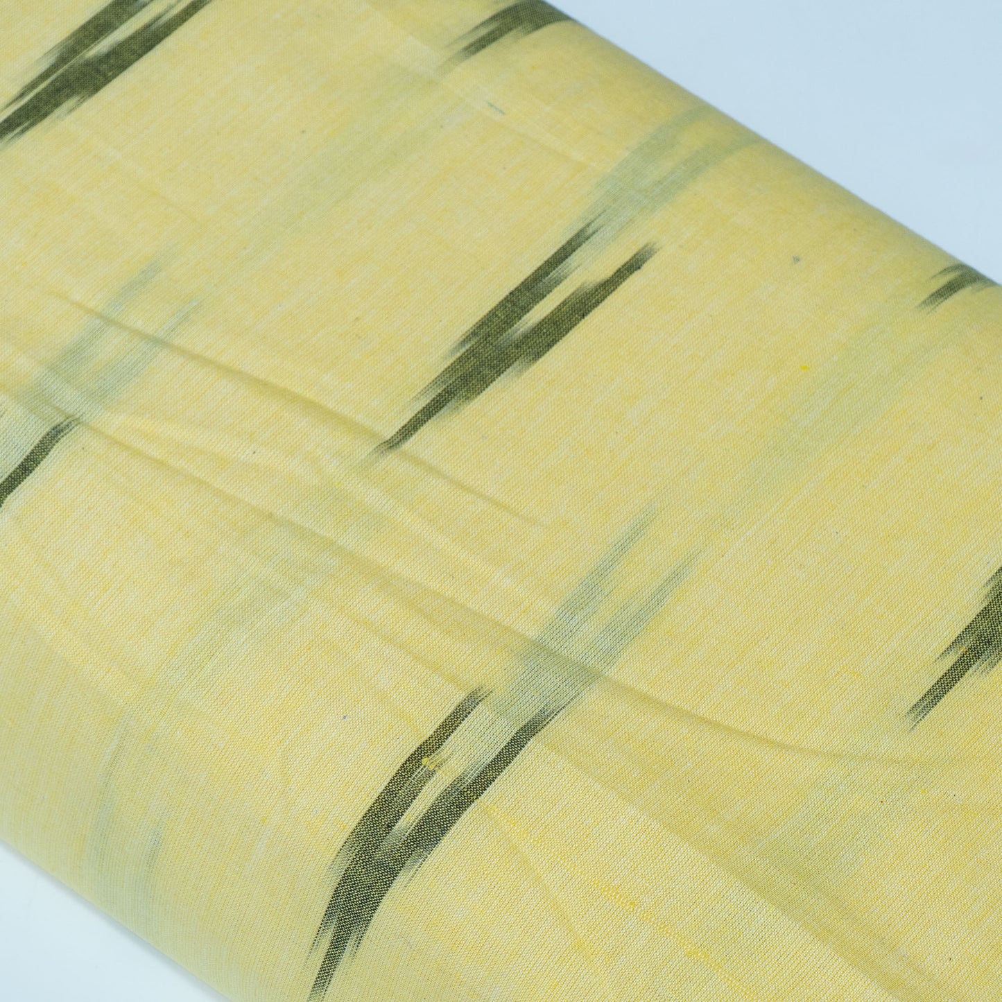 Yellow & Green Design Cotton Ikat Fabric for Dress Material | Width: 44"
