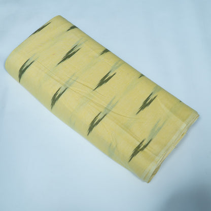 Yellow & Green Design Cotton Ikat Fabric for Dress Material | Width: 44"