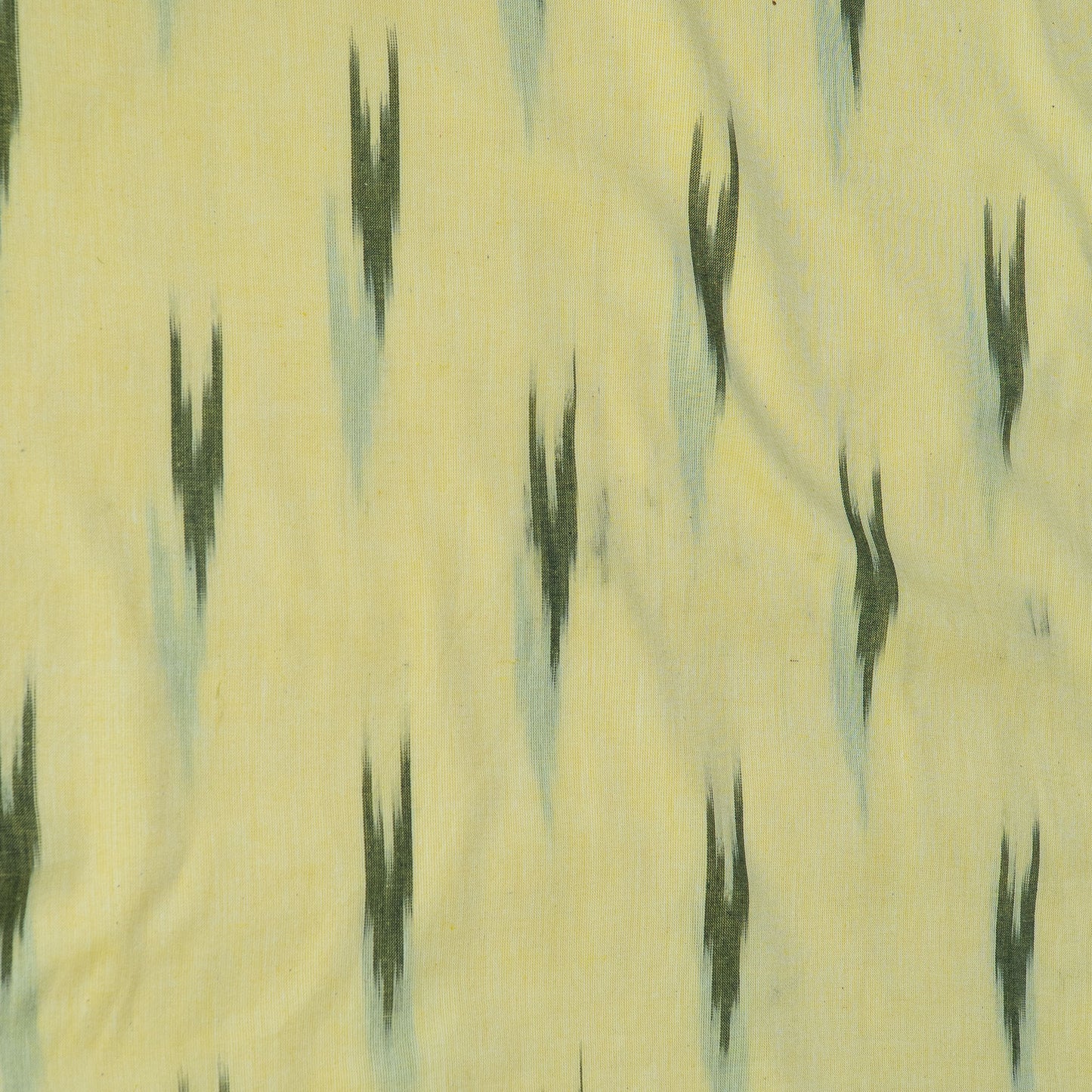 Yellow & Green Design Cotton Ikat Fabric for Dress Material | Width: 44"