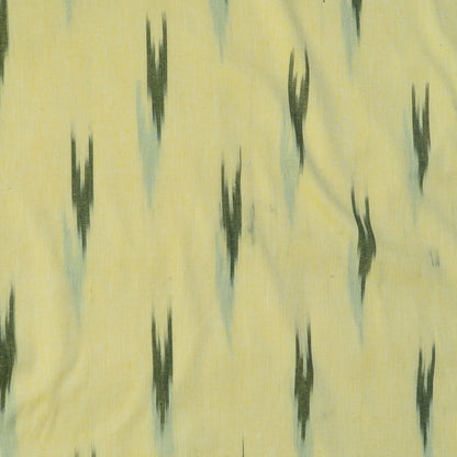 Yellow & Green Design Cotton Ikat Fabric for Dress Material | Width: 44"