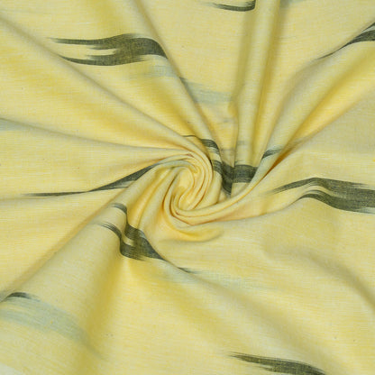 Yellow & Green Design Cotton Ikat Fabric for Dress Material | Width: 44"
