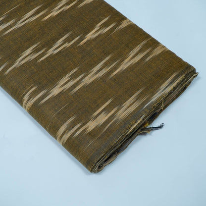 Green, Beige Cotton Handloom Ikat Fabric for Dresses | Width: 44"
