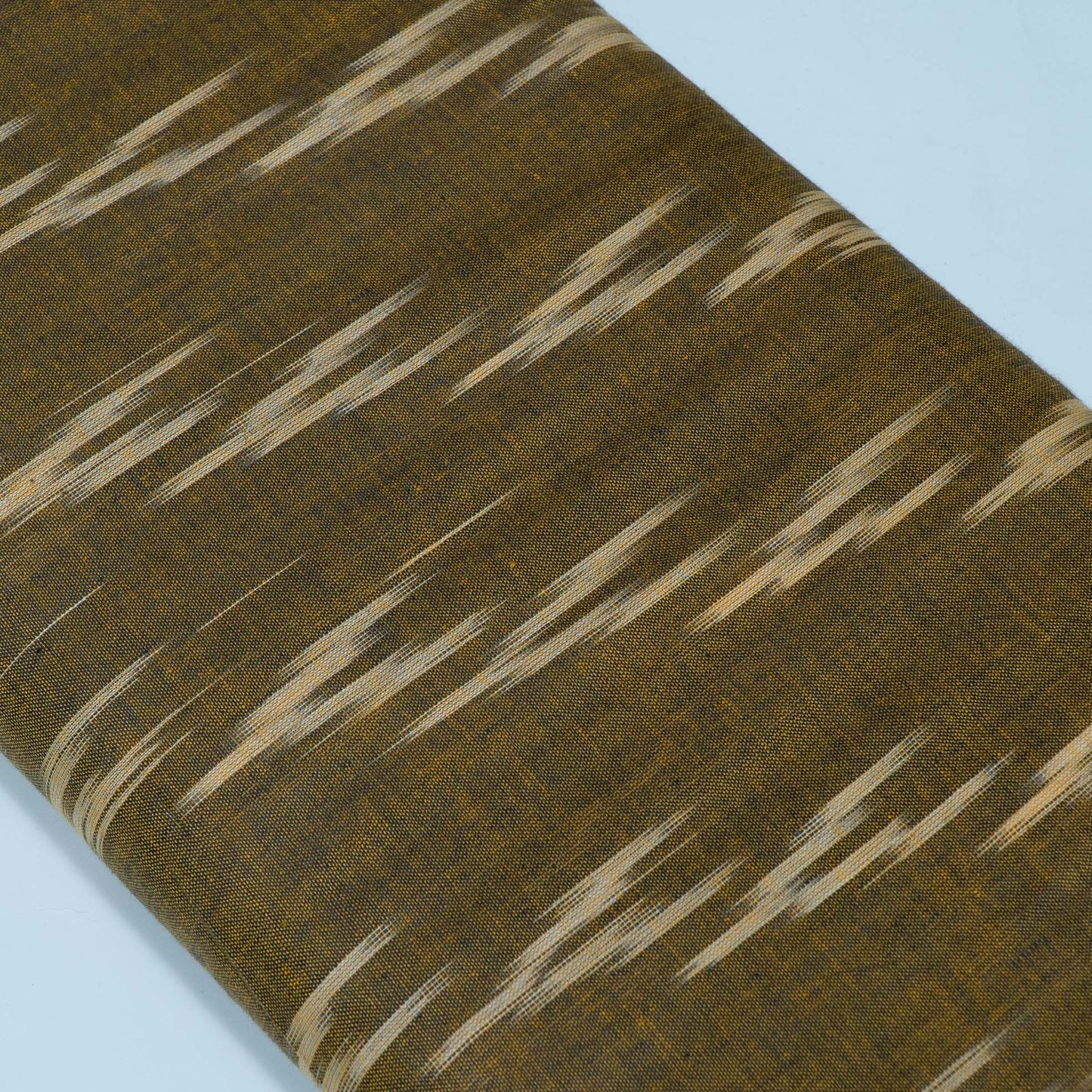 Green, Beige Cotton Handloom Ikat Fabric for Dresses | Width: 44"