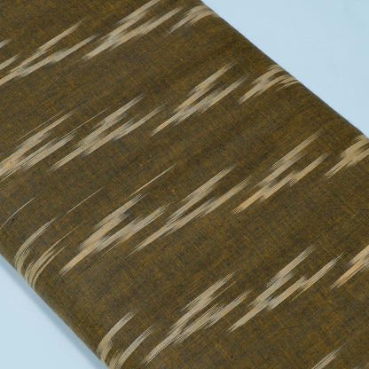Green, Beige Cotton Handloom Ikat Fabric for Dresses | Width: 44"