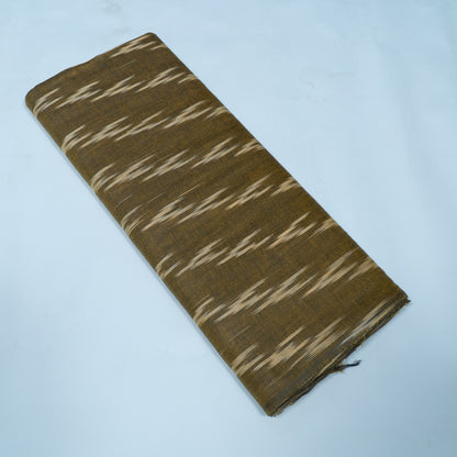 Green, Beige Cotton Handloom Ikat Fabric for Dresses | Width: 44"