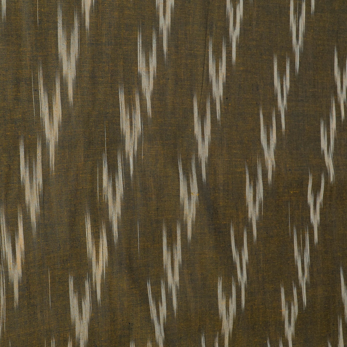Green, Beige Cotton Handloom Ikat Fabric for Dresses | Width: 44"