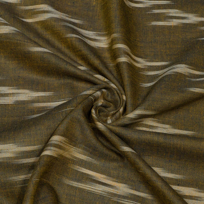 Green, Beige Cotton Handloom Ikat Fabric for Dresses | Width: 44"
